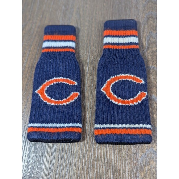 NFL Chicago Bears Knit Bottle Cooler Coozie Koozie SET OF TWO Navy Orange - Picture 2 of 2